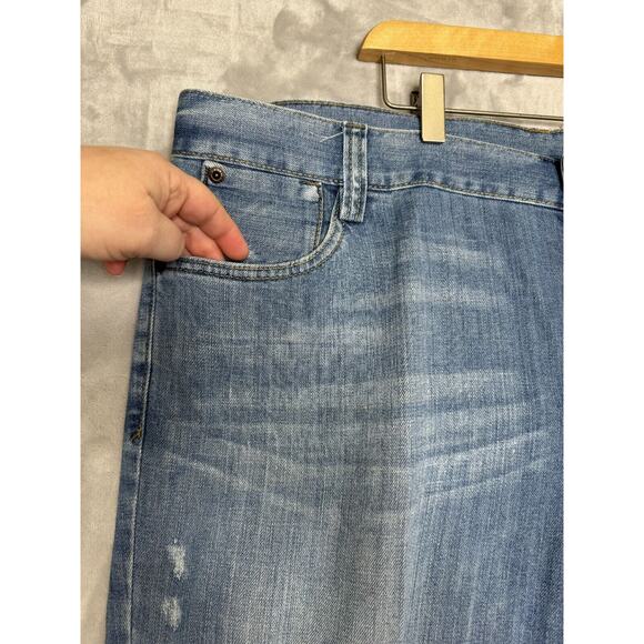 Eddie Bauer Jeans Womens 18T 18 Tall Medium Blue Distressed Straight Button Fly - Picture 3 of 14